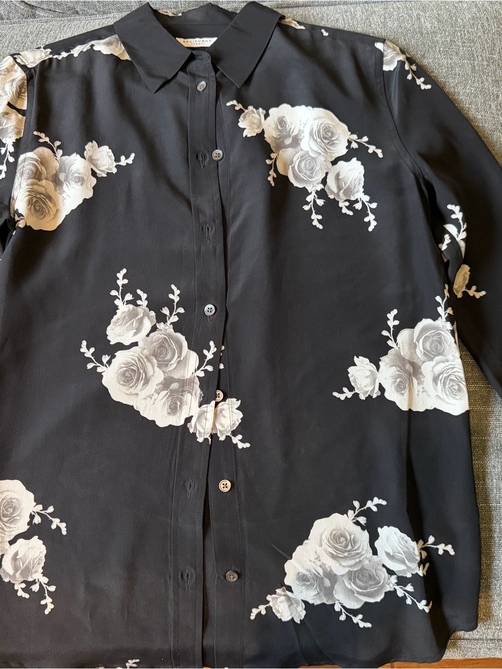 Woman's Black Floral Button-Up Shirt